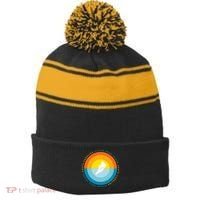 Hilton Head South Carolina Sunset Stripe Pom Pom Beanie thumb 0