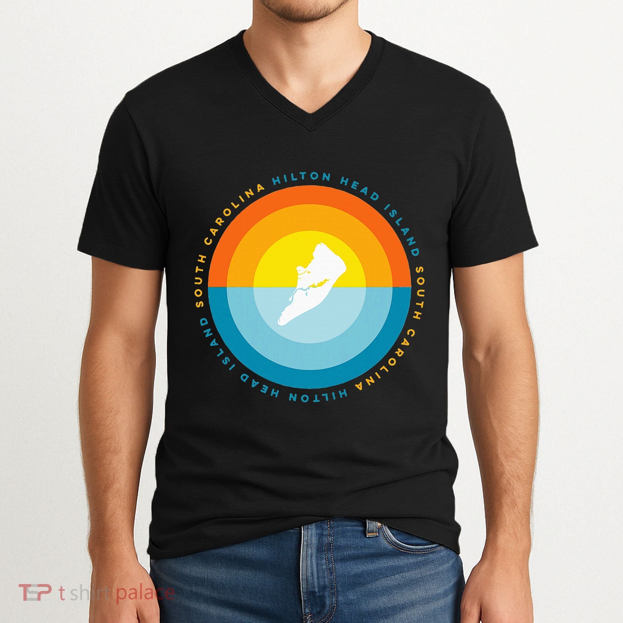 Hilton Head South Carolina Sunset V-Neck T-Shirt