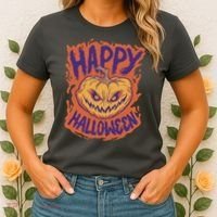 Happy Halloween Spooky Pumpkin Women's T-Shirt thumb 2