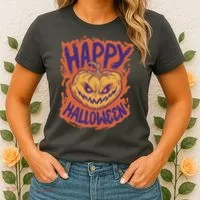 Happy Halloween Spooky Pumpkin Women's T-Shirt thumb 2
