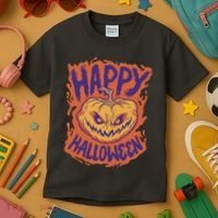 Happy Halloween Spooky Pumpkin Kids T-Shirt thumb 3