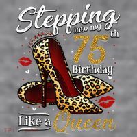 High Heels Stepping Into My 75th Birthday Present 75 and Fabulous Women's Racerback Cropped Tank thumb 2