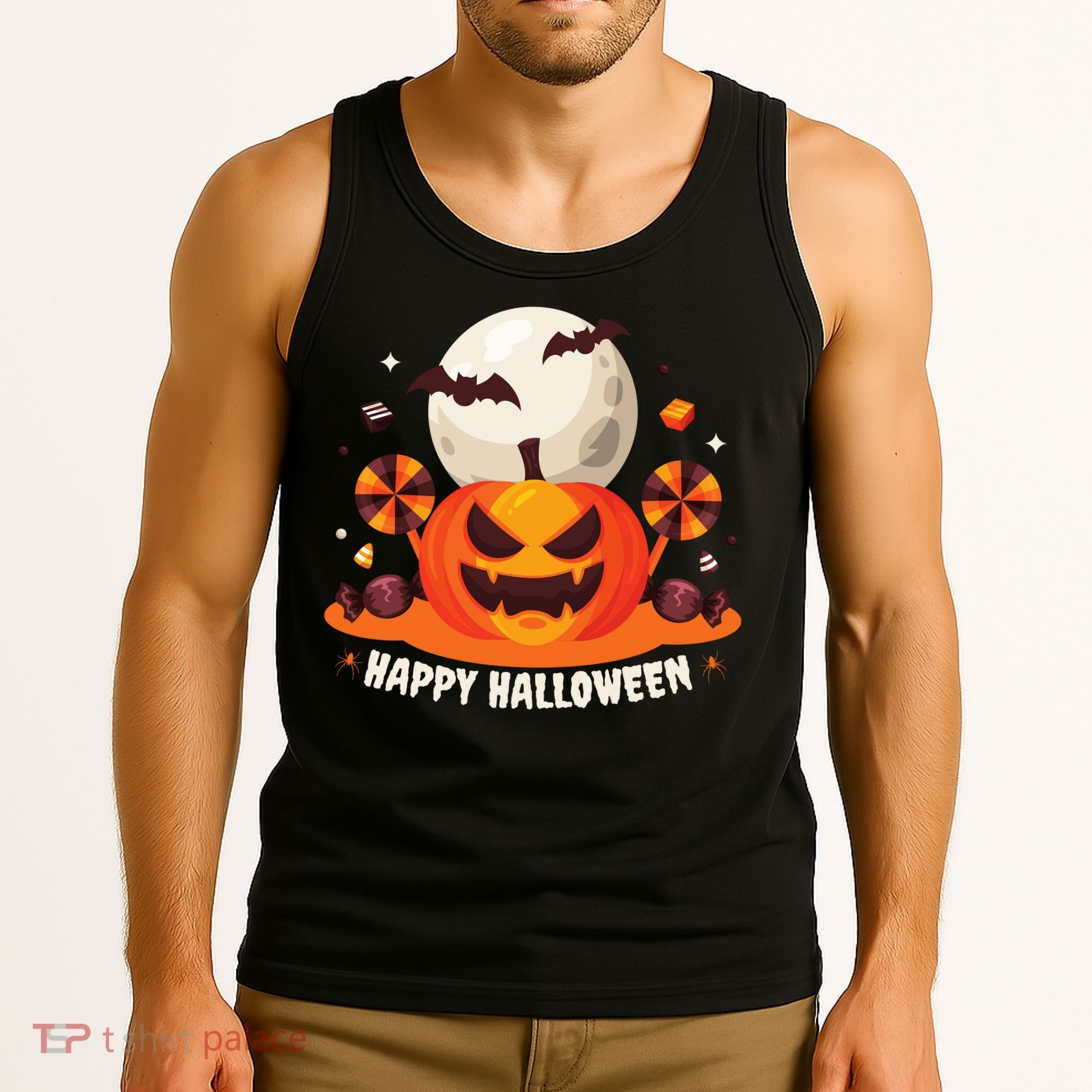 Happy Halloween Spooky Pumpkin Candy Tank Top