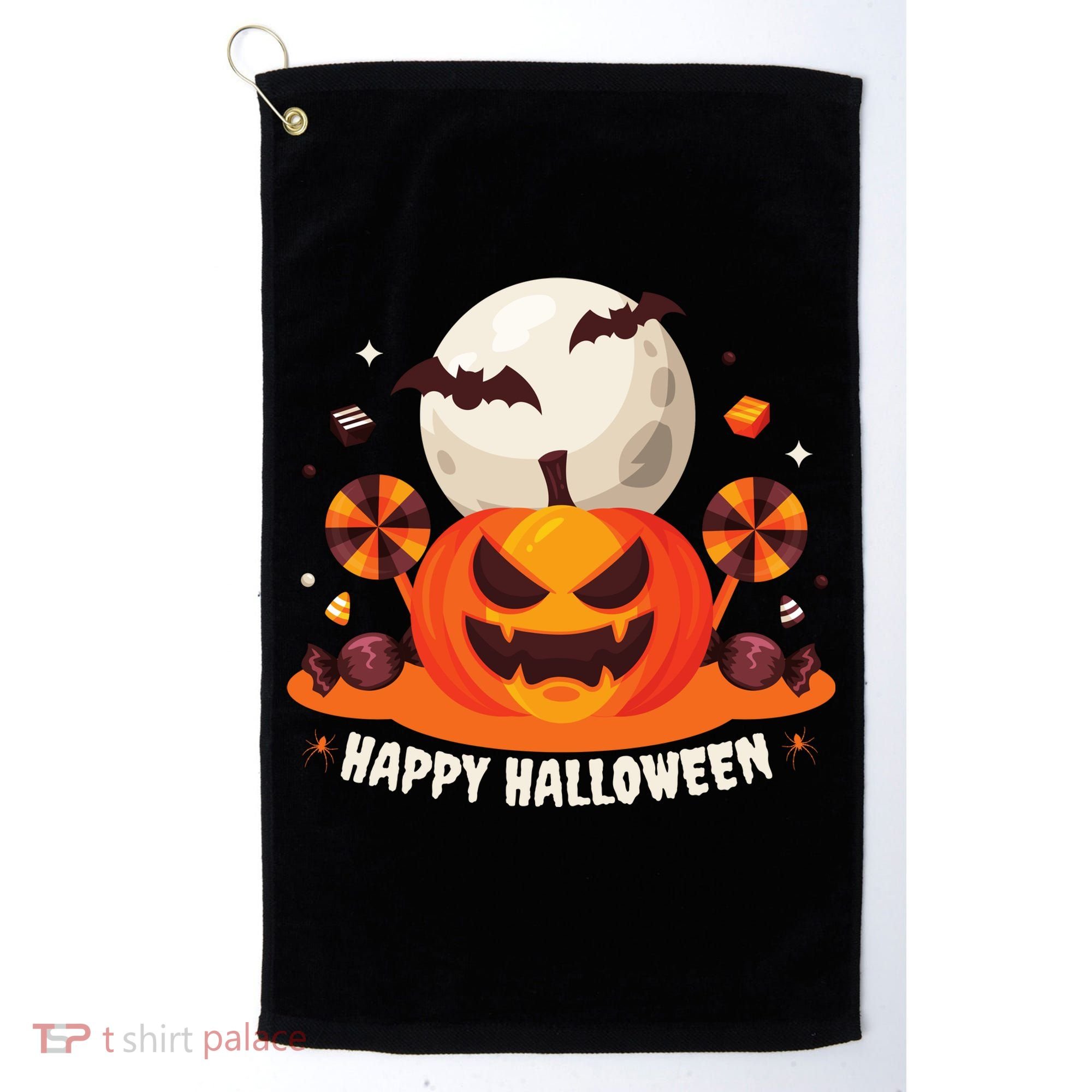 Happy Halloween Spooky Pumpkin Candy Golf Towel