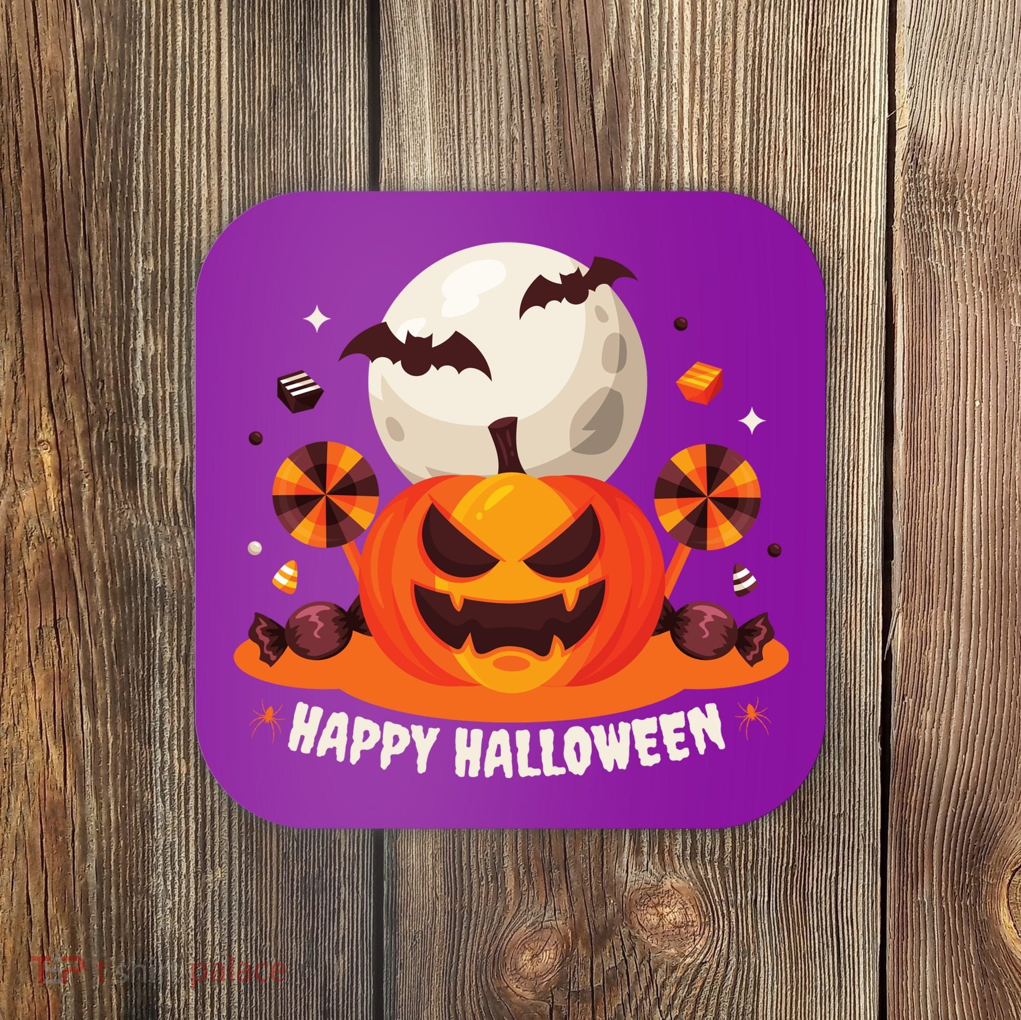Happy Halloween Spooky Pumpkin Candy Coaster