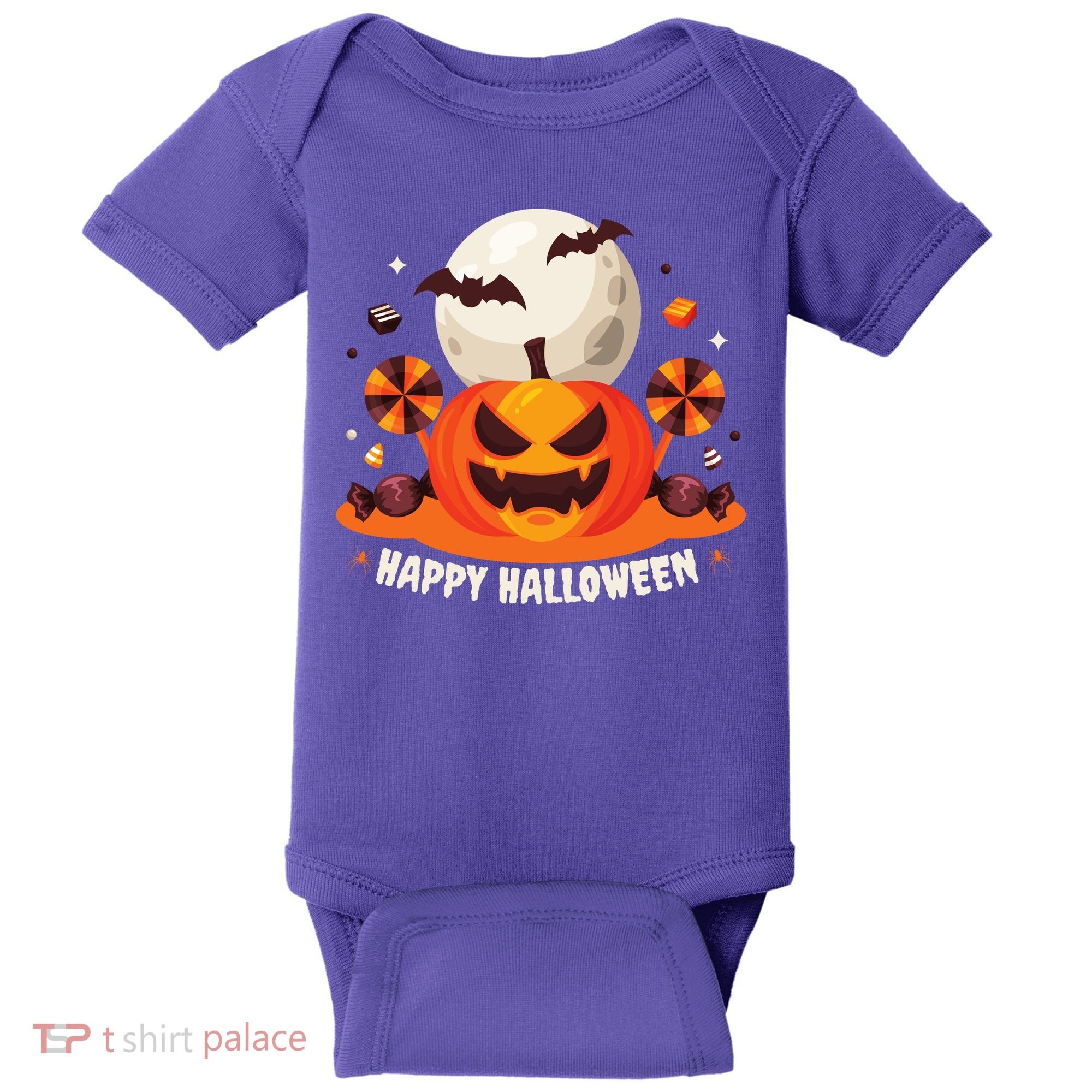 Happy Halloween Spooky Pumpkin Candy Baby Bodysuit