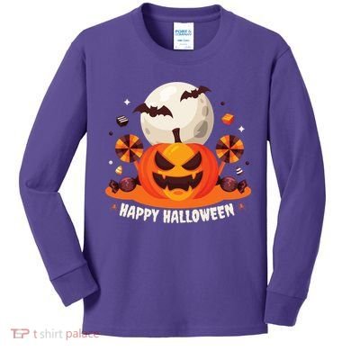 Happy Halloween Spooky Pumpkin Candy Kids Long Sleeve Shirt