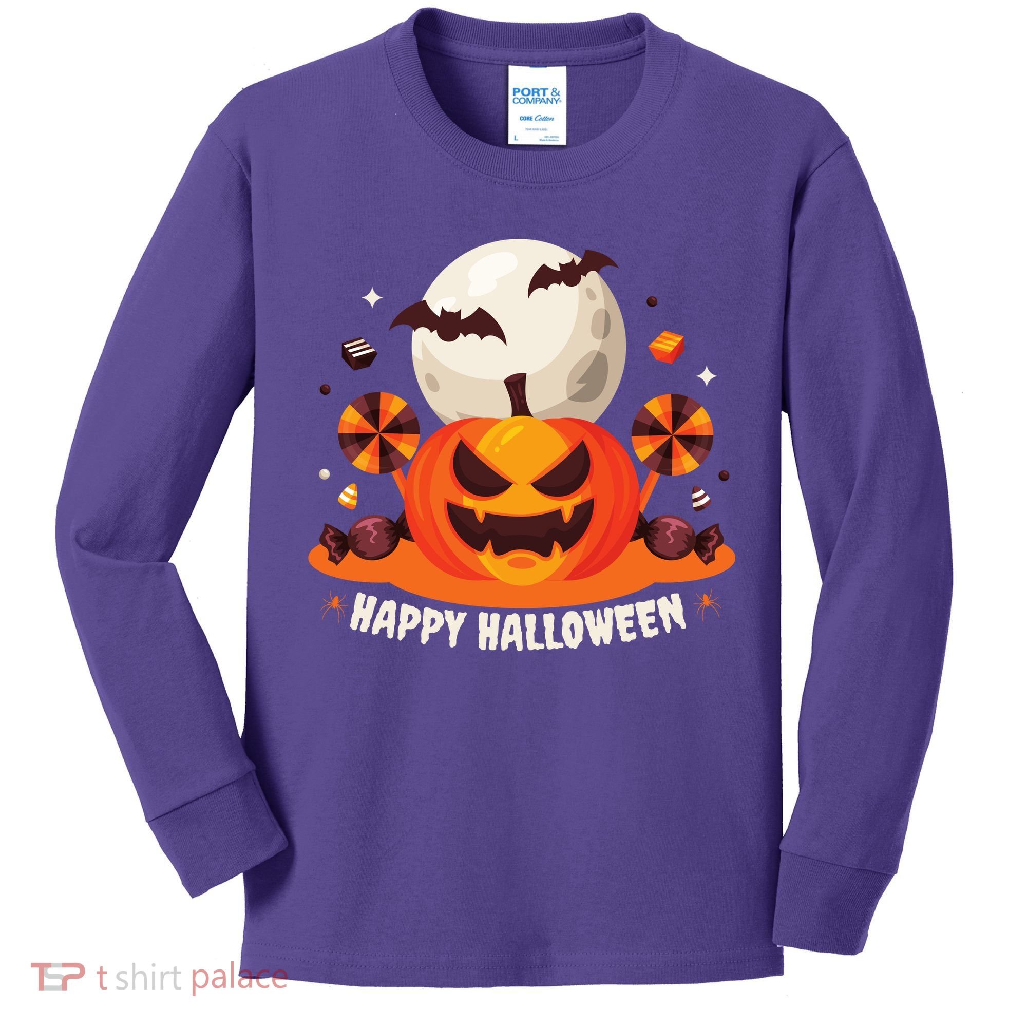 Happy Halloween Spooky Pumpkin Candy Kids Long Sleeve Shirt