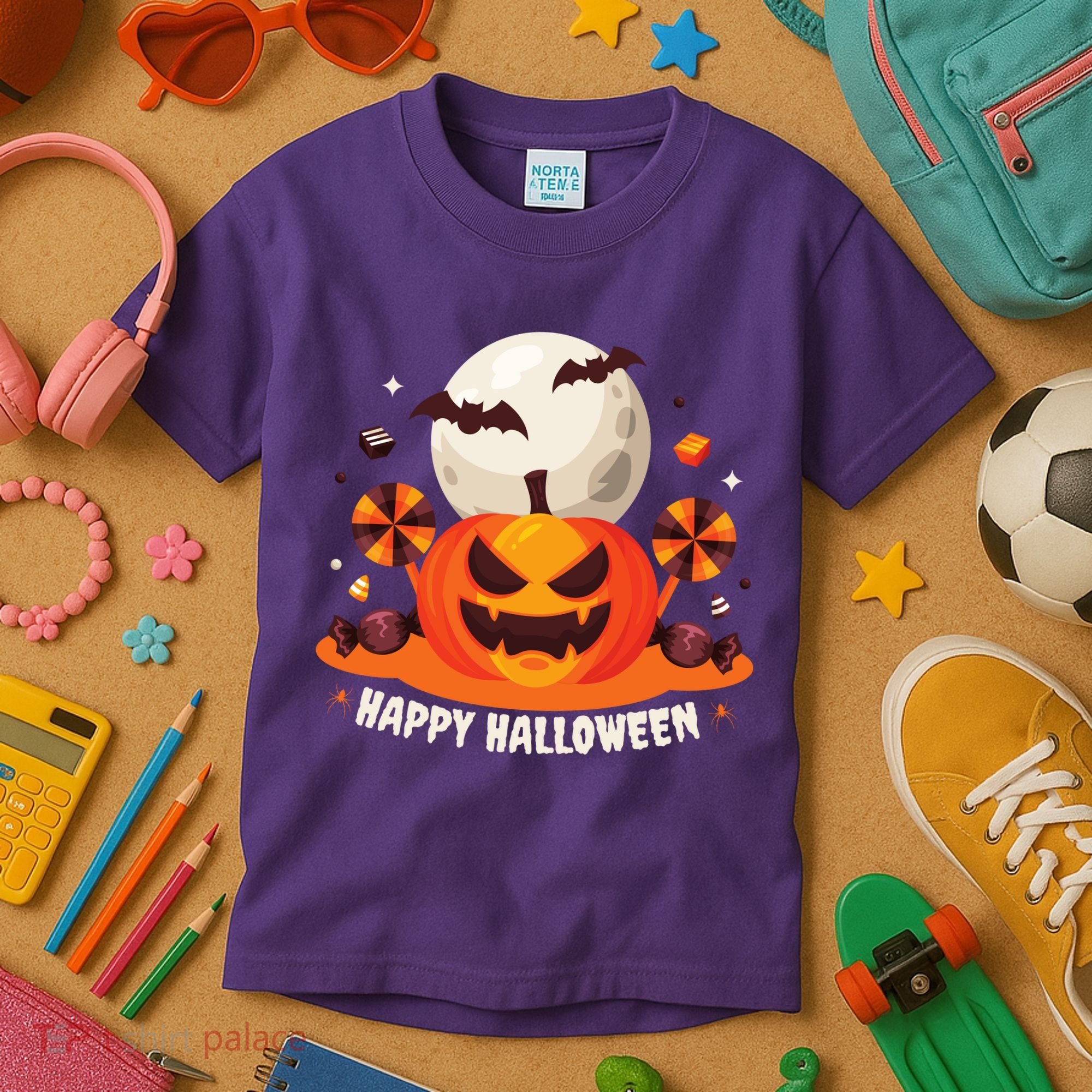 Happy Halloween Spooky Pumpkin Candy Kids T-Shirt