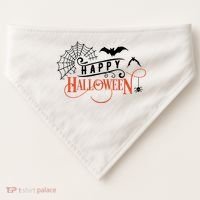 Happy Halloween Spiderweb Spooky USA-Made Doggie Bandana thumb 0