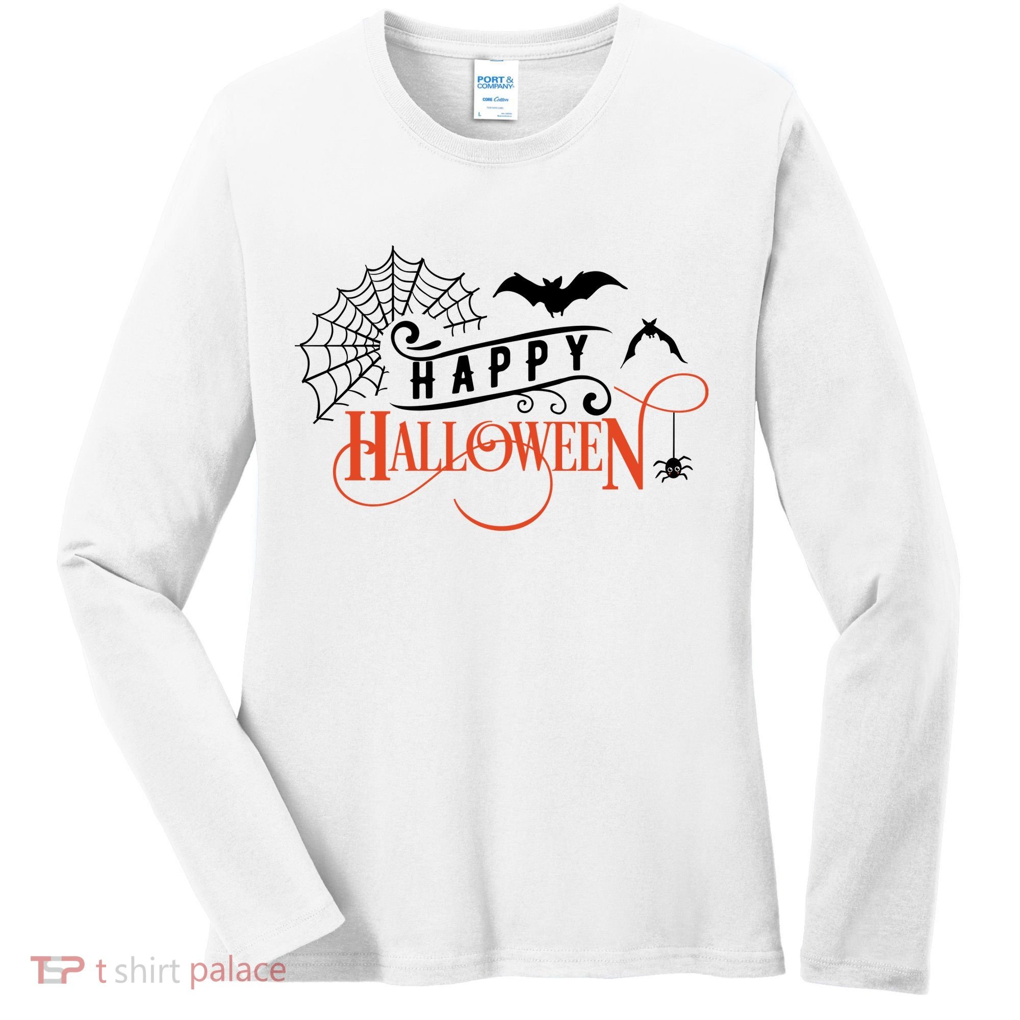 Happy Halloween Spiderweb Spooky Women's Long Sleeve Shirt