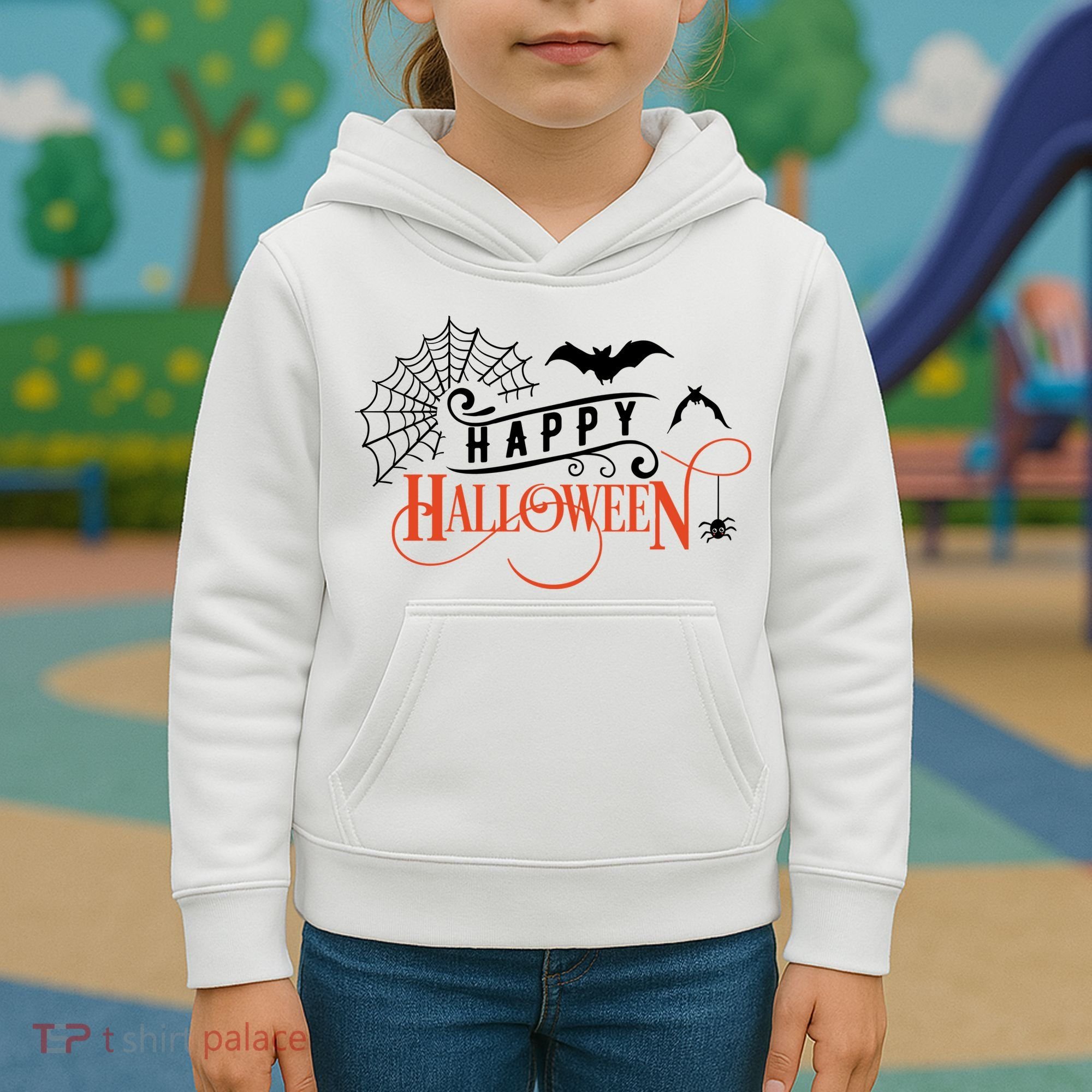 Happy Halloween Spiderweb Spooky Kids Hoodie