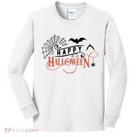 Happy Halloween Spiderweb Spooky Kids Long Sleeve Shirt thumb 0