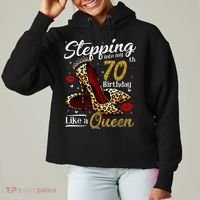 High Heels Stepping Into My 70th Birthday 70 and Fabulous Ladies Heavyweight Boxy Pullover Hoodie thumb 0