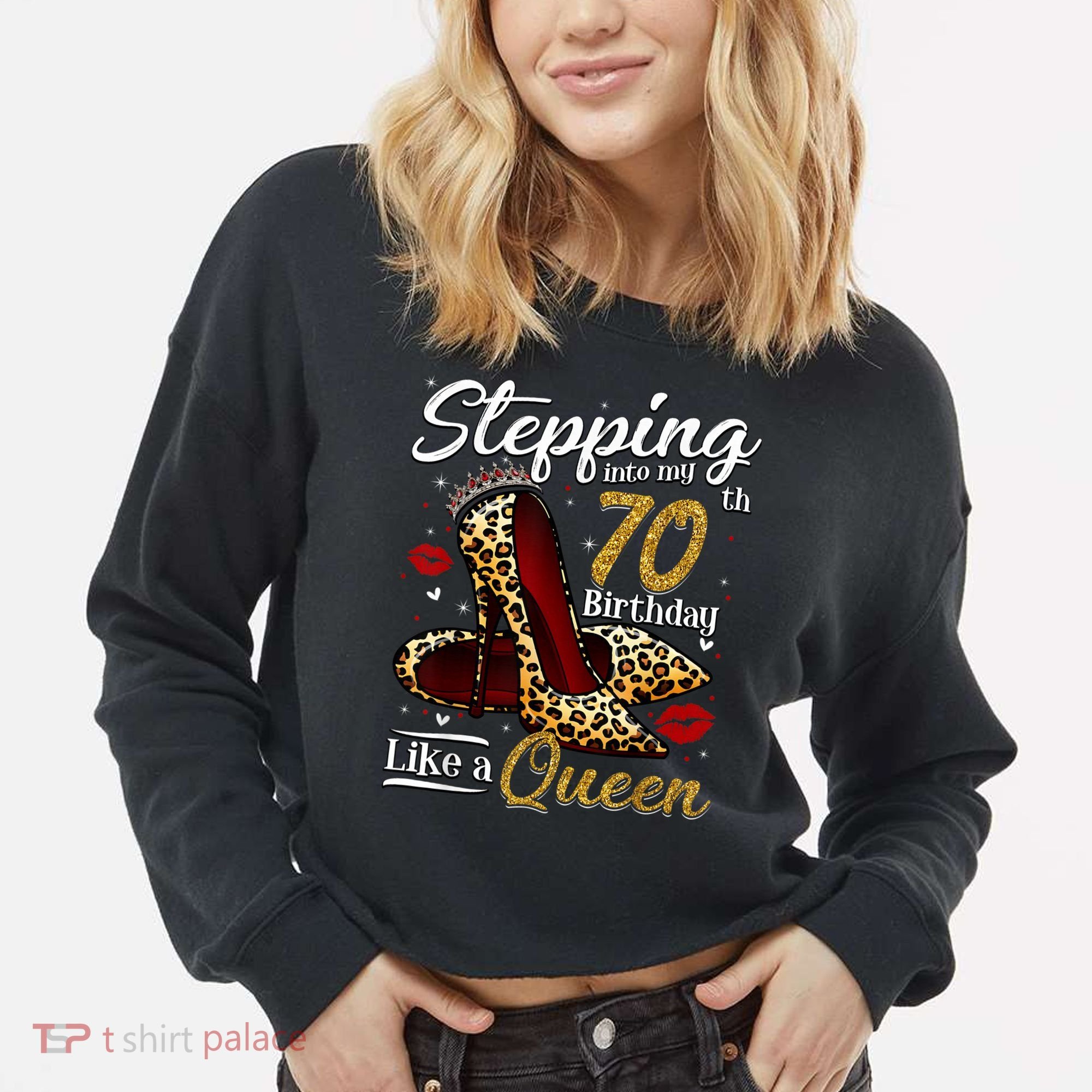 High Heels Stepping Into My 70th Birthday 70 and Fabulous Cropped Pullover Crew