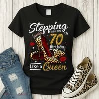High Heels Stepping Into My 70th Birthday 70 and Fabulous Women's T-Shirt thumb 3