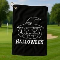 Happy Halloween Spooky Jack O Lantern Golf Towel thumb 1