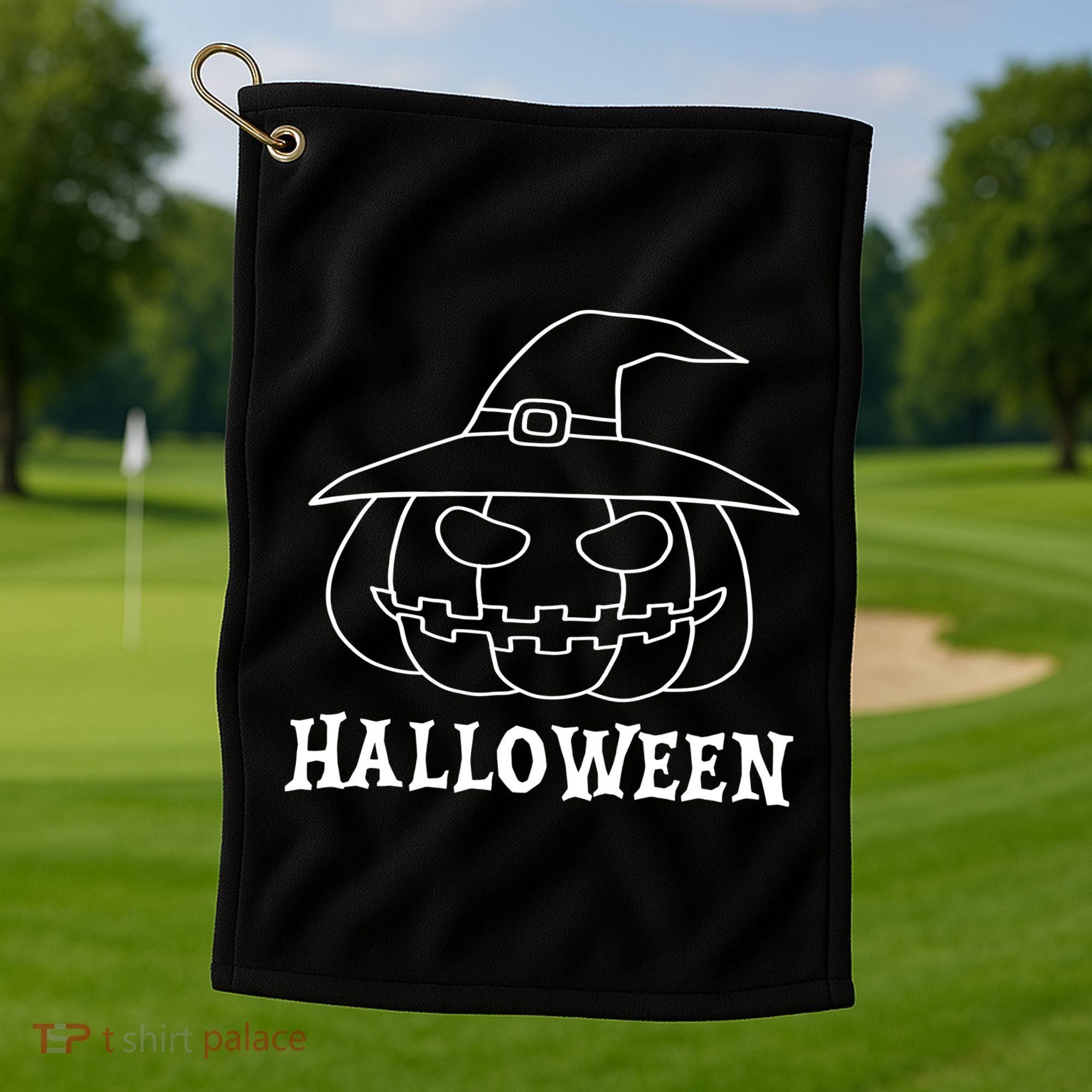 Happy Halloween Spooky Jack O Lantern Golf Towel