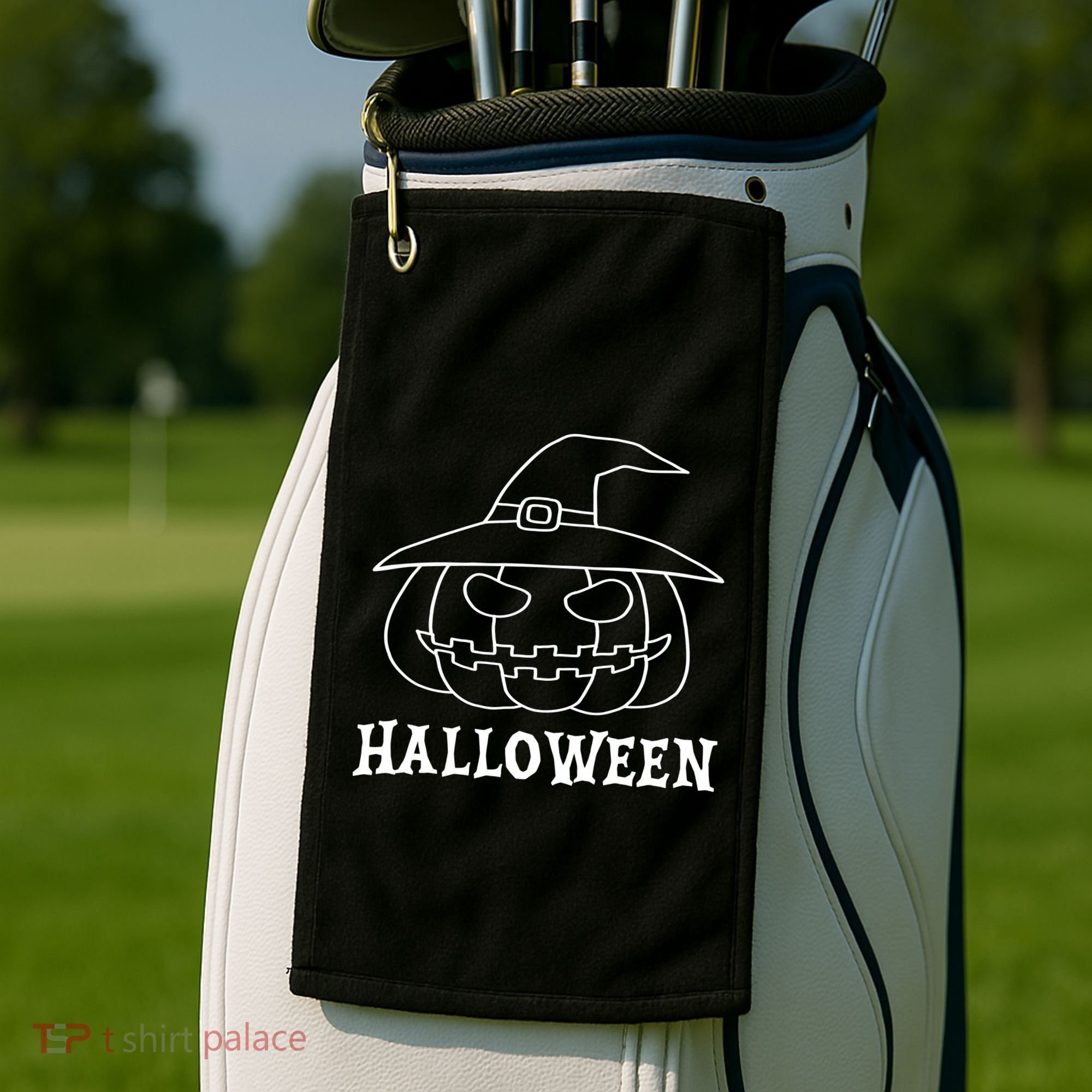 Happy Halloween Spooky Jack O Lantern Golf Towel
