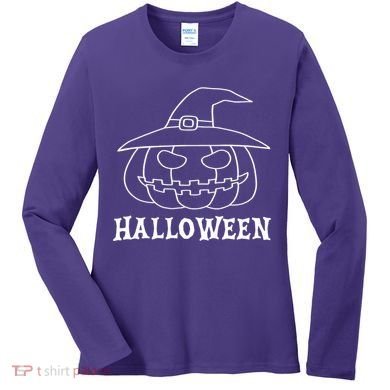 Happy Halloween Spooky Jack O Lantern Women's Long Sleeve Shirt
