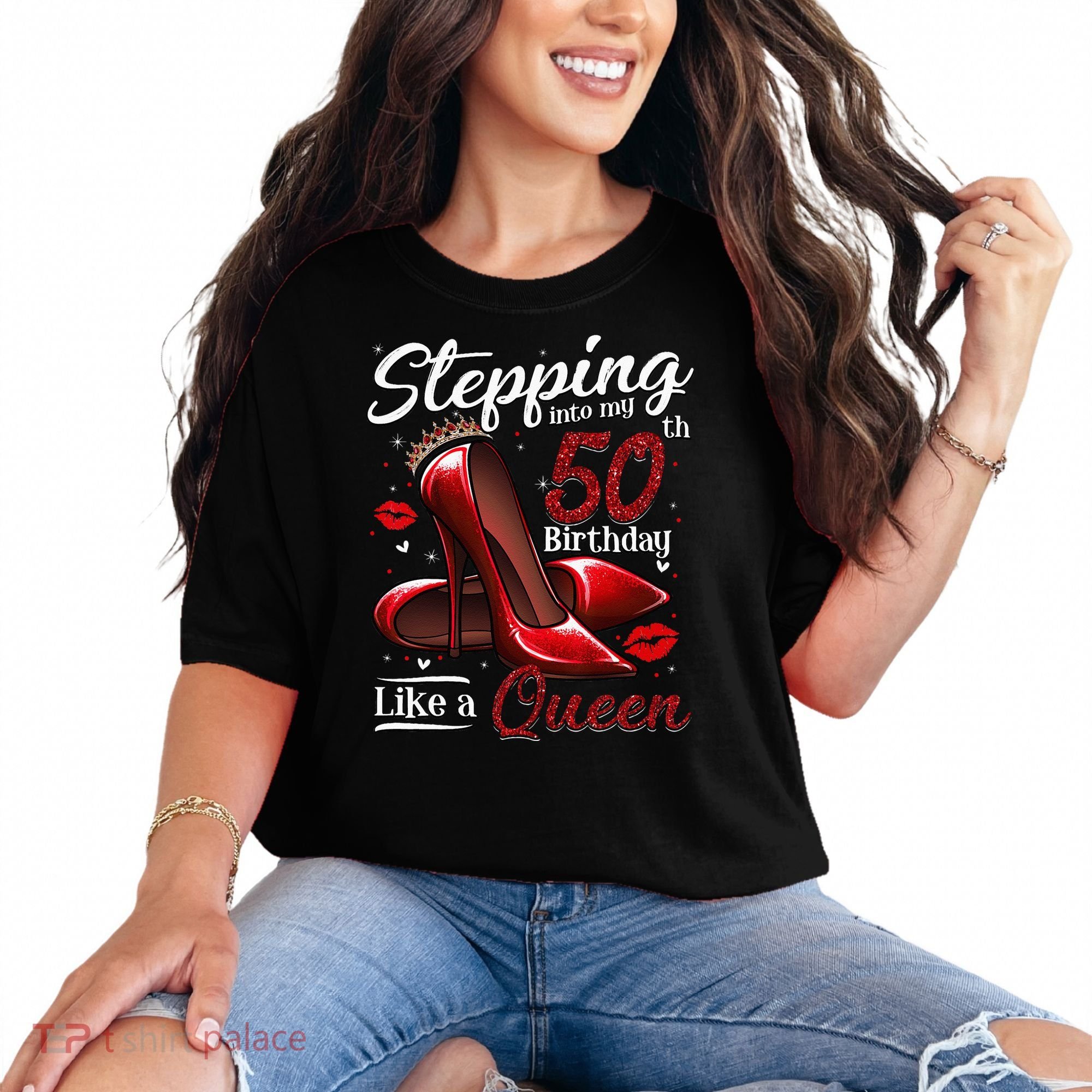 High Heels Stepping Into My 50th Birthday 50 And Fabulous Comfort Colors T-Shirt