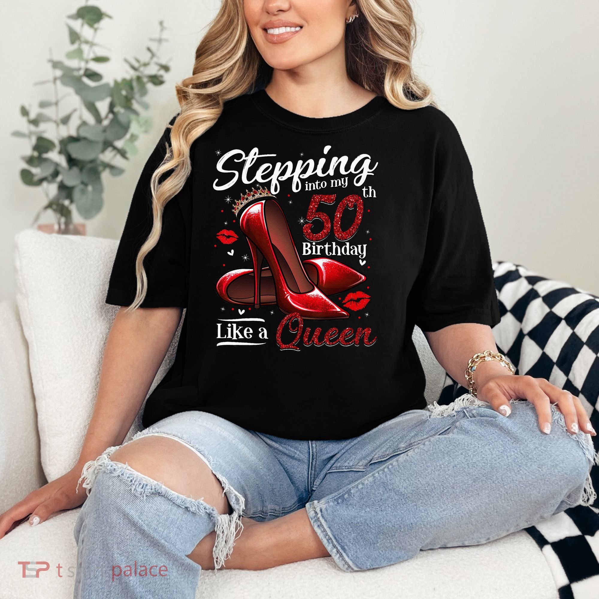 High Heels Stepping Into My 50th Birthday 50 And Fabulous Comfort Colors T-Shirt