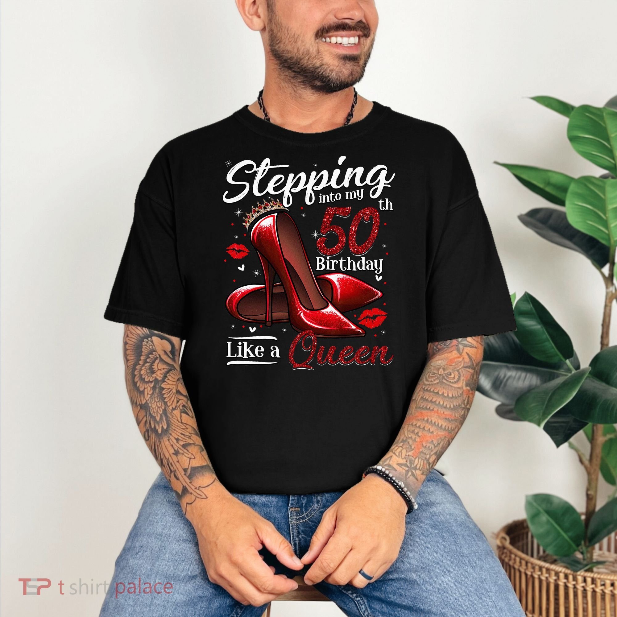 High Heels Stepping Into My 50th Birthday 50 And Fabulous Comfort Colors T-Shirt