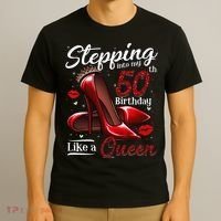 High Heels Stepping Into My 50th Birthday 50 And Fabulous T-Shirt thumb 3