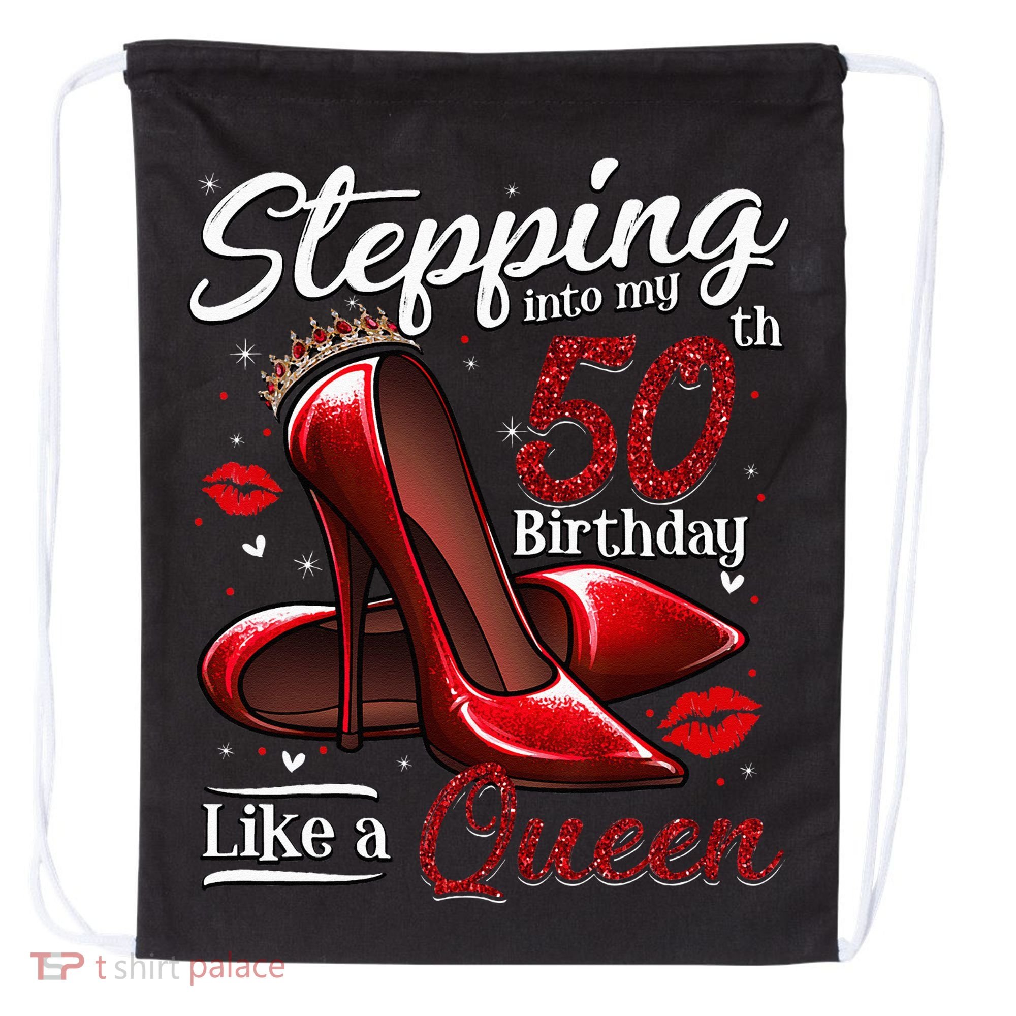 High Heels Stepping Into My 50th Birthday 50 And Fabulous Drawstring Bag