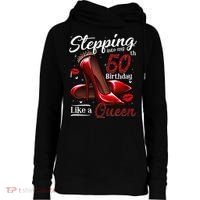 High Heels Stepping Into My 50th Birthday 50 And Fabulous Womens Funnel Neck Pullover Hood thumb 0