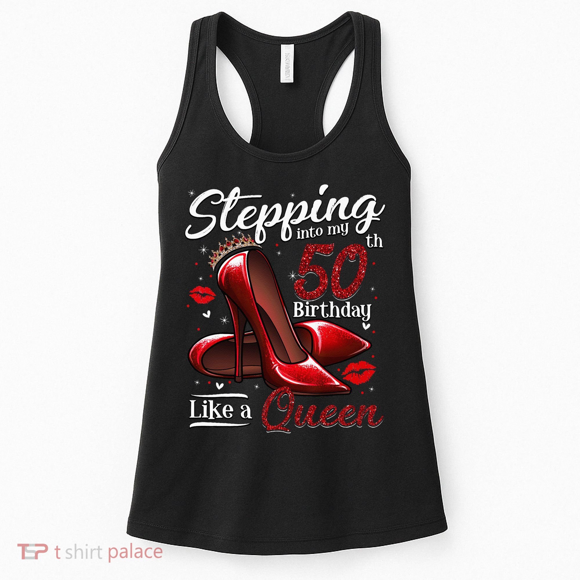 High Heels Stepping Into My 50th Birthday 50 And Fabulous Women's Tank Top