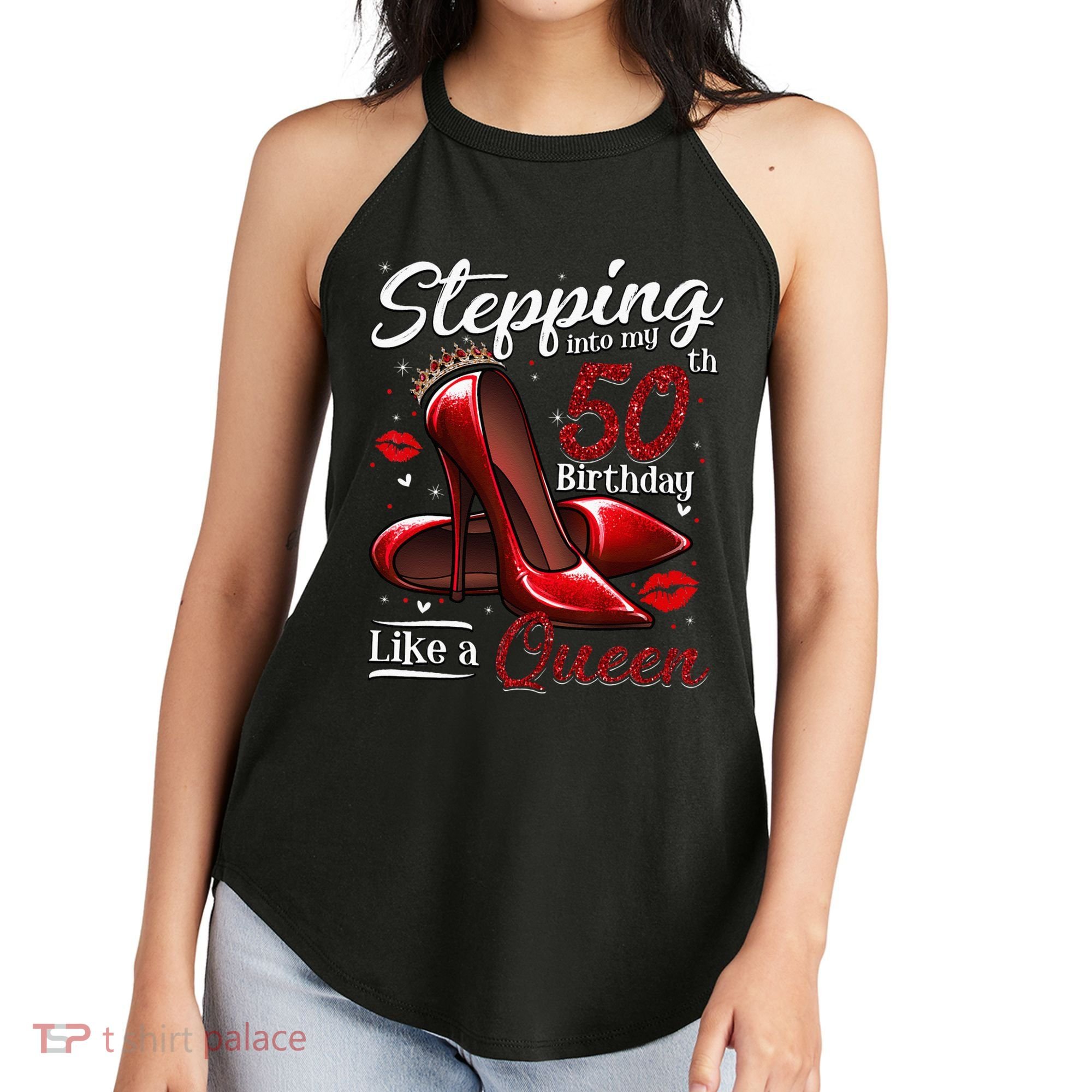 High Heels Stepping Into My 50th Birthday 50 And Fabulous Women's Perfect Tri Rocker Tank