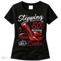 High Heels Stepping Into My 50th Birthday 50 And Fabulous Women's T-Shirt thumb 0