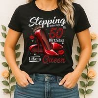 High Heels Stepping Into My 50th Birthday 50 And Fabulous Women's T-Shirt thumb 2