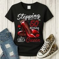 High Heels Stepping Into My 50th Birthday 50 And Fabulous Women's T-Shirt thumb 3