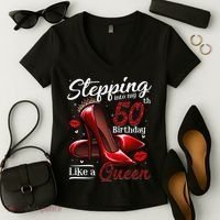 High Heels Stepping Into My 50th Birthday 50 And Fabulous Women's V-Neck T-Shirt thumb 2