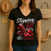 High Heels Stepping Into My 50th Birthday 50 And Fabulous Women's V-Neck T-Shirt thumb 3