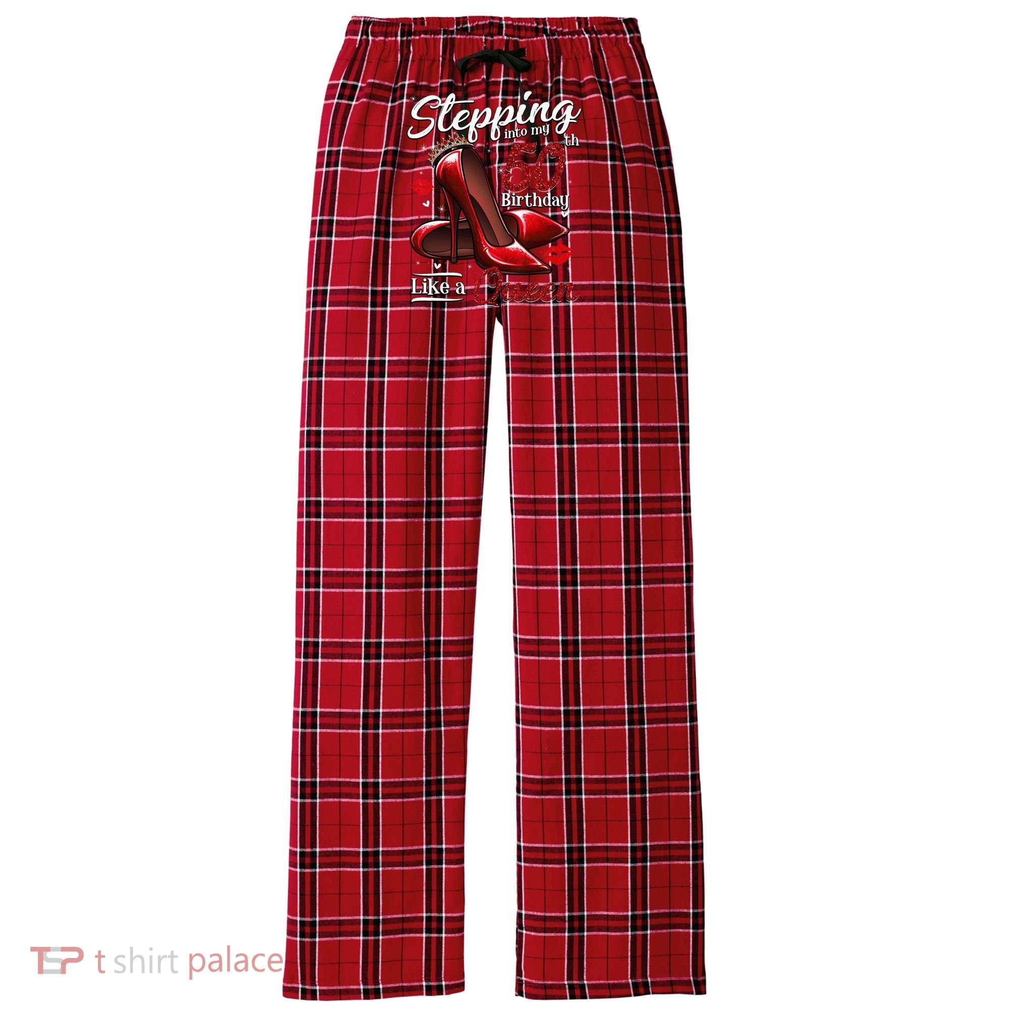 High Heels Stepping Into My 50th Birthday 50 And Fabulous Women's Flannel Plaid Pajama Pants