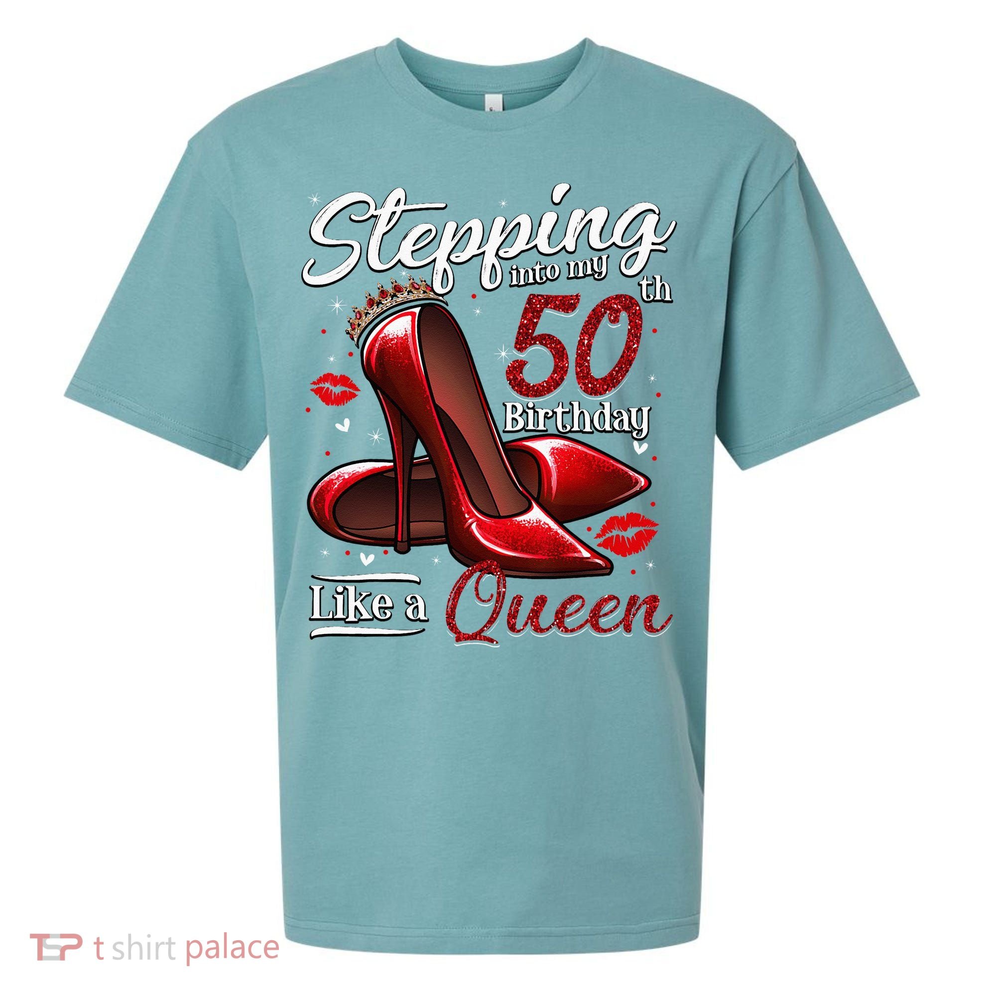 High Heels Stepping Into My 50th Birthday 50 And Fabulous Sueded Cloud Jersey T-Shirt