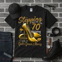 High Heels Stepping Into My 70th Birthday 70 And Fabulous Tall T-Shirt thumb 3