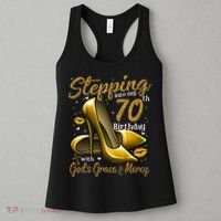 High Heels Stepping Into My 70th Birthday 70 And Fabulous Women's Tank Top thumb 3