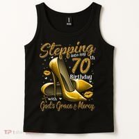 High Heels Stepping Into My 70th Birthday 70 And Fabulous Tank Top thumb 2