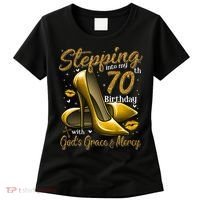 High Heels Stepping Into My 70th Birthday 70 And Fabulous Women's T-Shirt thumb 0