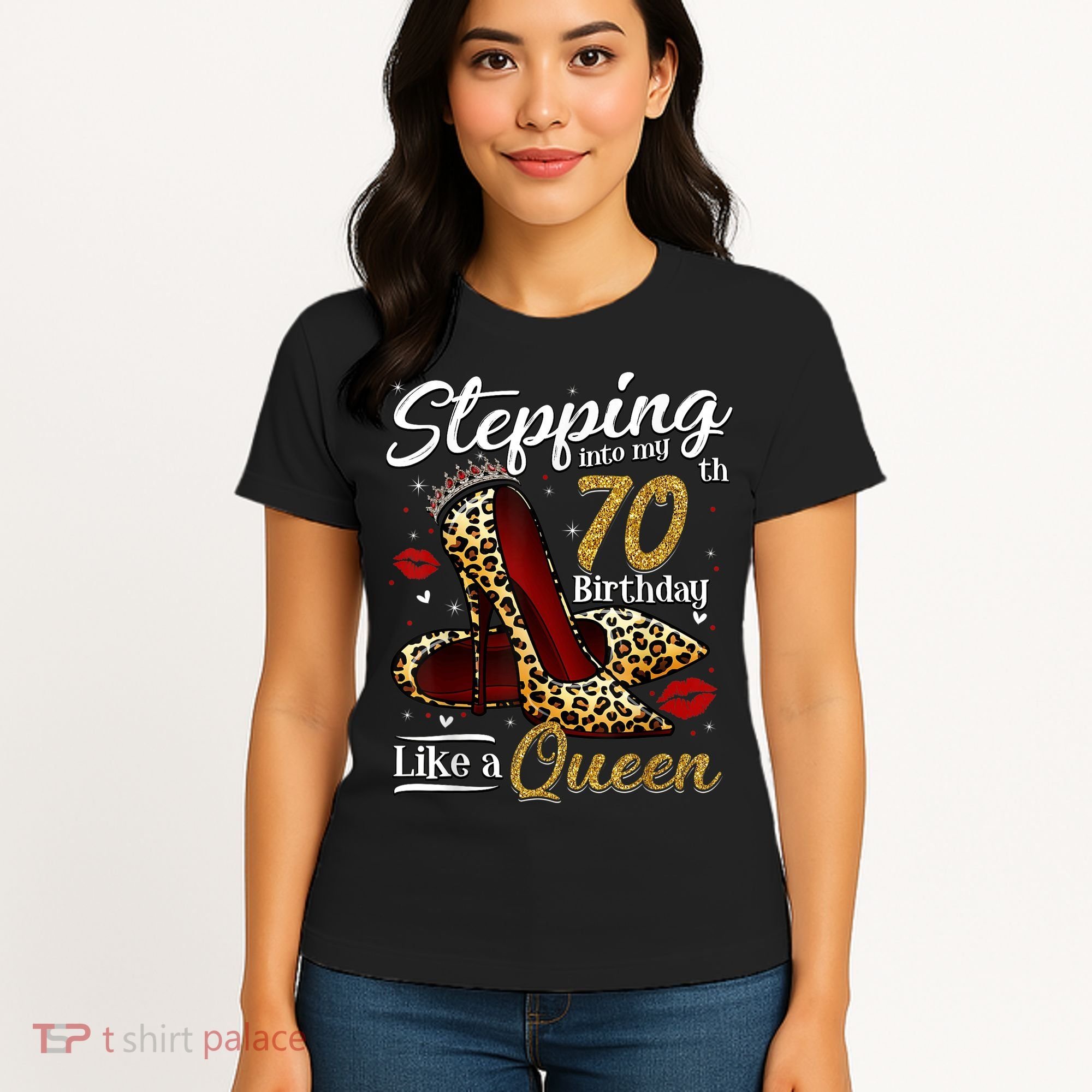 High Heels Stepping Into My 70th Birthday 70 and Fabulous Women's T-Shirt