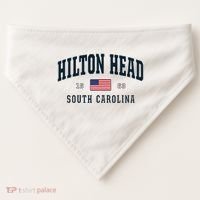 Hilton Head Sc South Carolina Usa Flag Patriotic USA-Made Doggie Bandana thumb 0