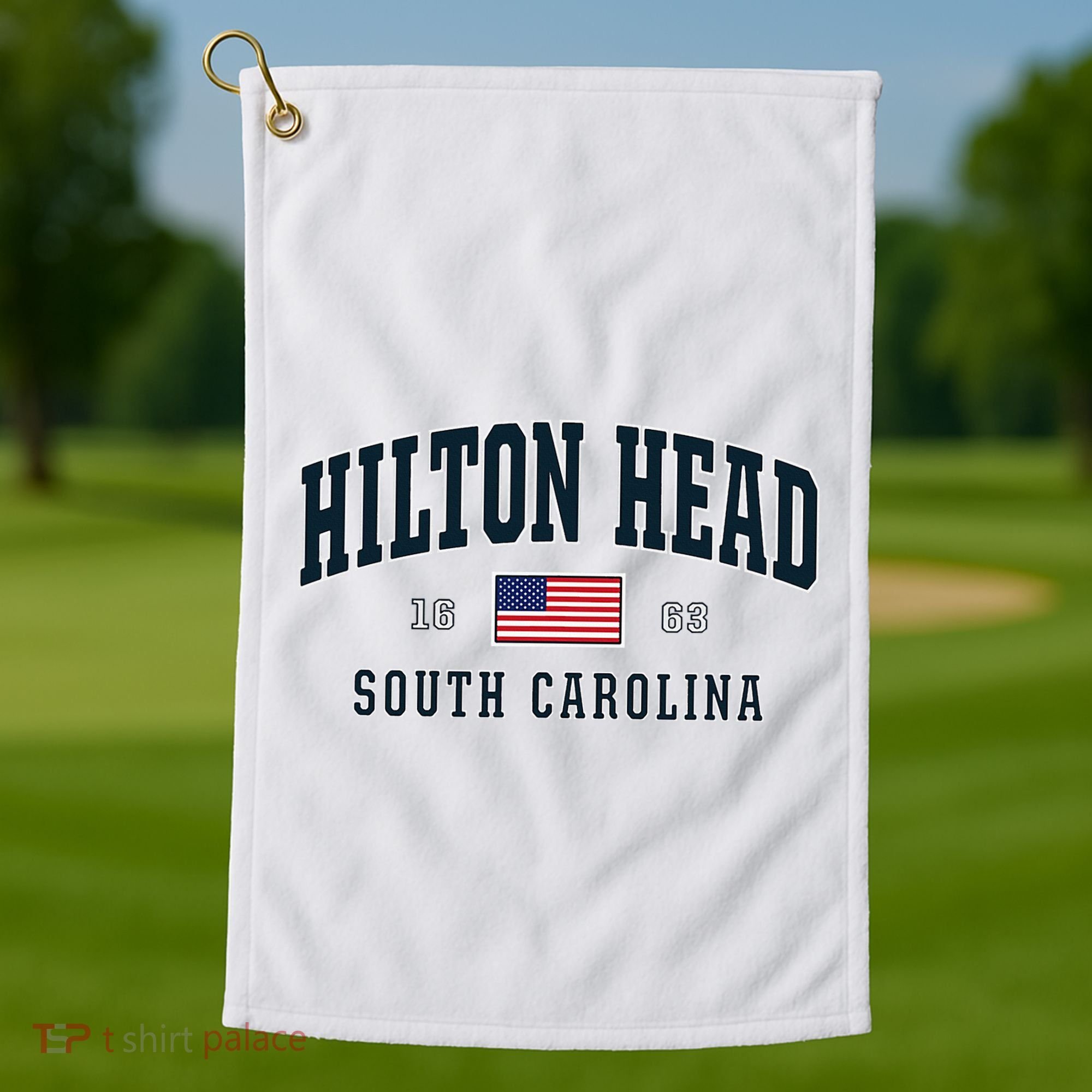Hilton Head Sc South Carolina Usa Flag Patriotic Golf Towel