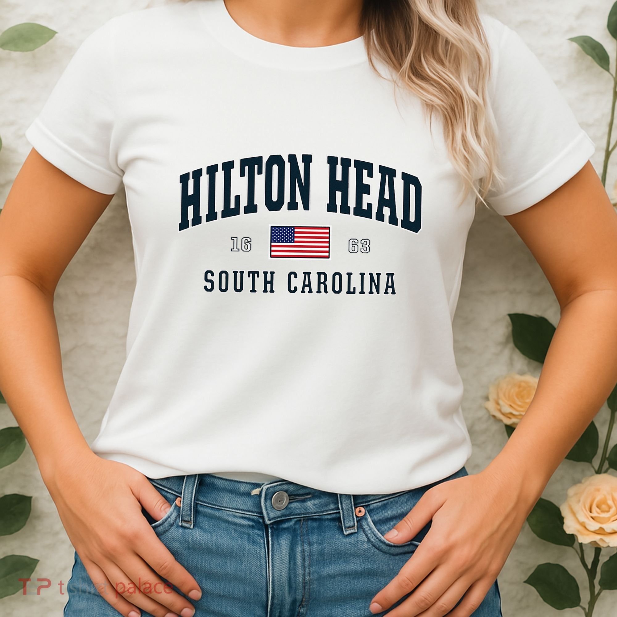 Hilton Head Sc South Carolina Usa Flag Patriotic Women's T-Shirt