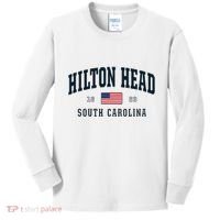 Hilton Head Sc South Carolina Usa Flag Patriotic Kids Long Sleeve Shirt thumb 0