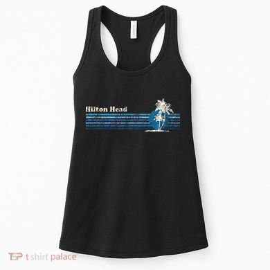 Hilton Head Sc Vintage 80s Palm Trees Sunset Women's Tank Top