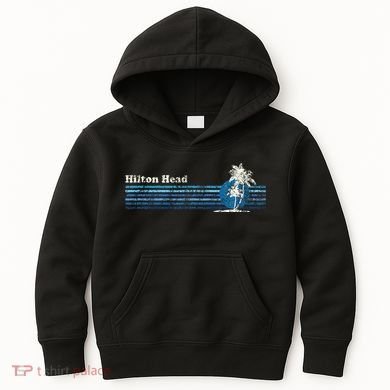 Hilton Head Sc Vintage 80s Palm Trees Sunset Kids Hoodie